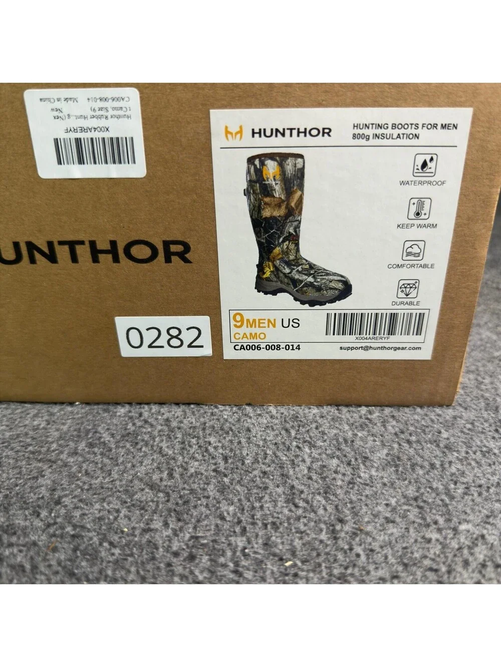 Hunthor Hunting Boots Mens Size 9 Brown Camo 800g Insulated Waterproof Snow